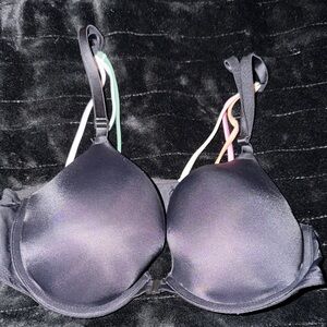 Black Padded Women’s Bra with Multicolor Accent Straps